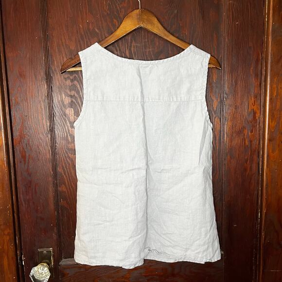 Flax 100% Linen Sleeveless Tank Top Light Gray Size S Minimalist Coastal Beach - Picture 2 of 5